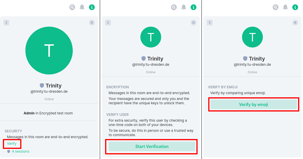 Menu to the person to verify selected with the verify button
