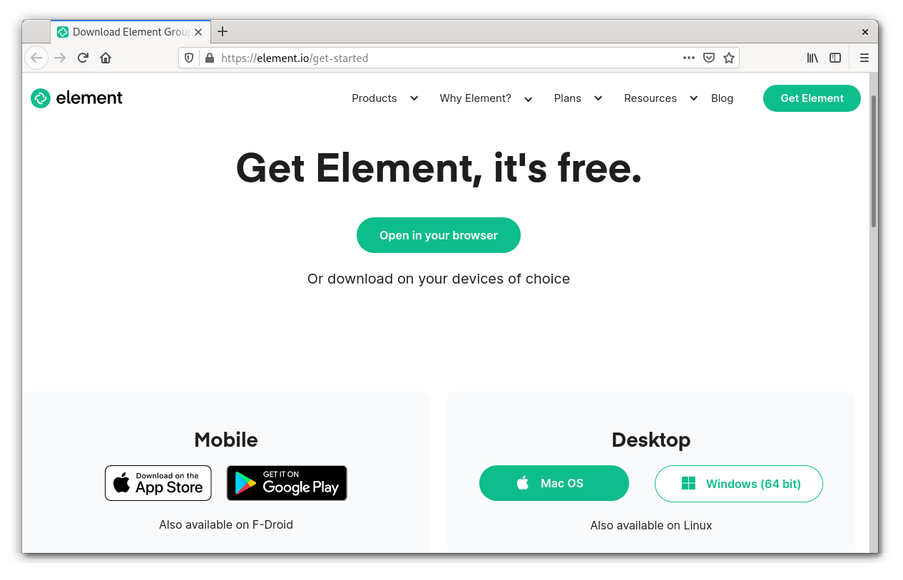 Element page for client download